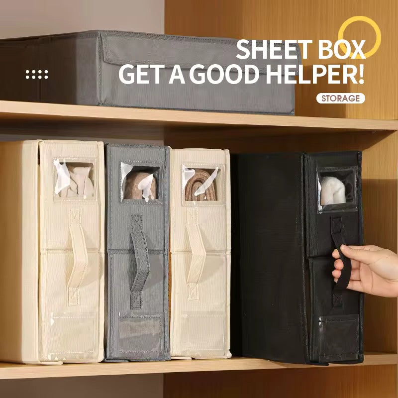 Caixa organizadora de lençóis e roupa