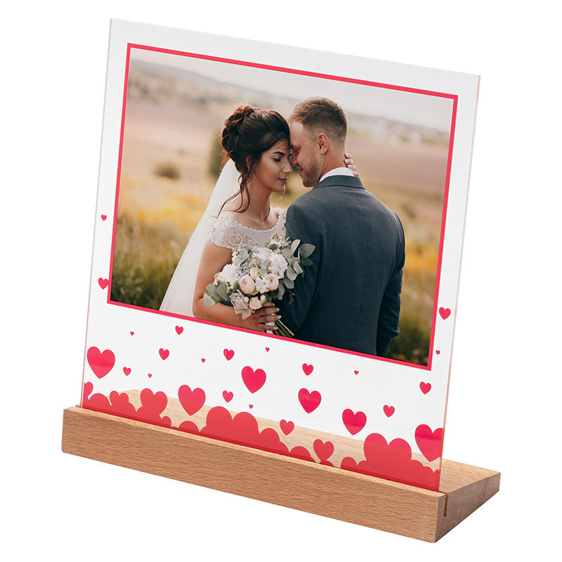 Moldura de vidro com coracoes vermelhos 20*20cm