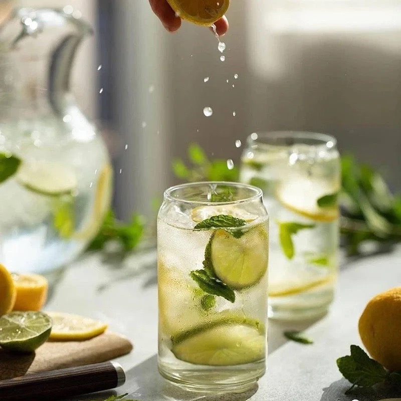 Recipiente de vidro c/ palhinha de vidro 500ml